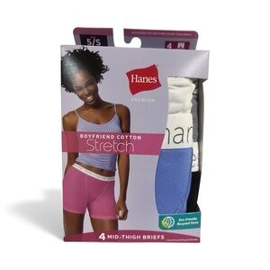 Hanes New Premium Boyfriend Cotton Stretch Briefs sz 5 / S